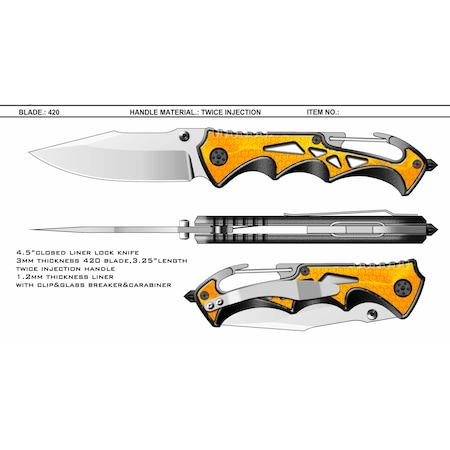 Caterpillar 7-3/4-in. FOLDING KNIFE WITH GLASS BREAK 980524